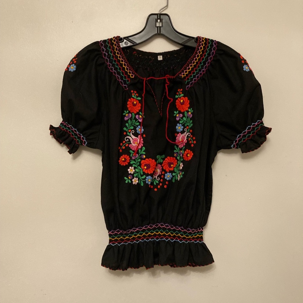 Embroidered Black Women's Top